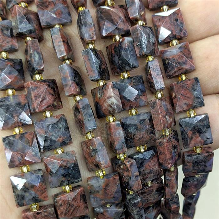 Natural Red Labradorite Square Beads Faceted
