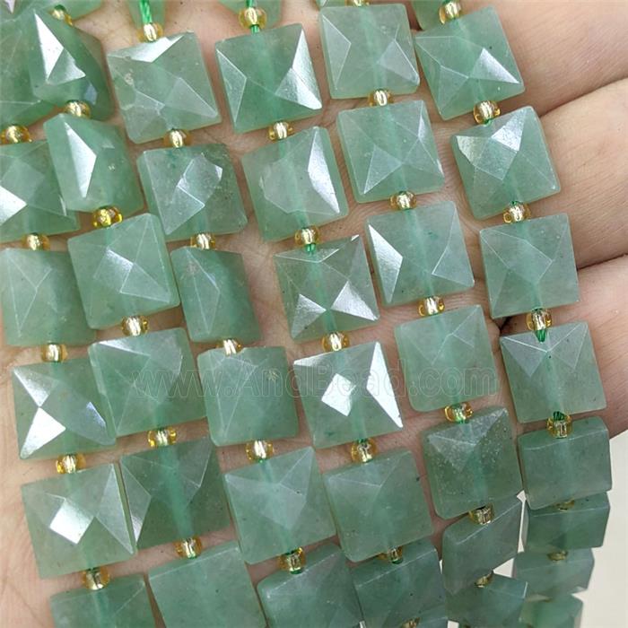 Natural Green Aventurine Square Beads Faceted