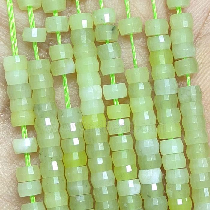 Natural Green Mountain Jade Heishi Beads Faceted