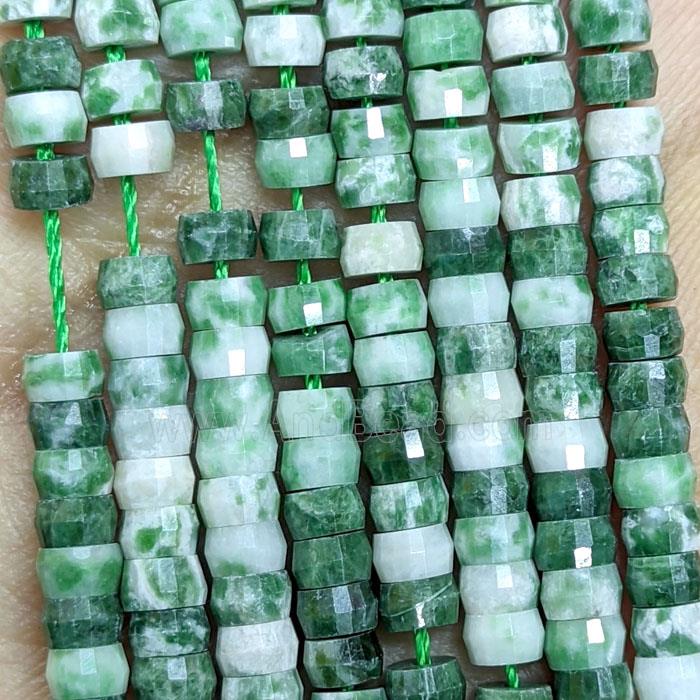 Natural Green Dalmatian Jasper Heishi Beads Faceted