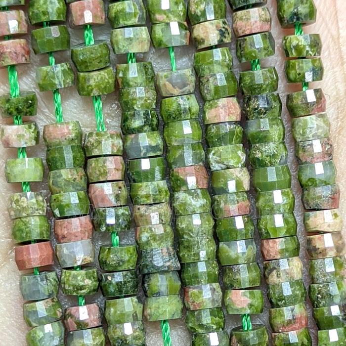 Natural Unakite Heishi Beads Faceted