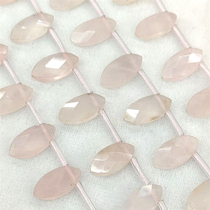 Natural Pink Rose Quartz Eye Beads Topdrilled Faceted
