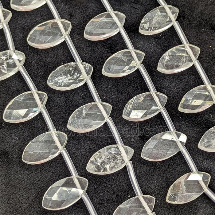 Natural Clear Quartz Eye Beads Topdrilled Faceted