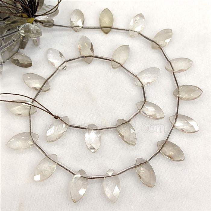 Smoky Quartz Eye Beads Topdrilled Faceted