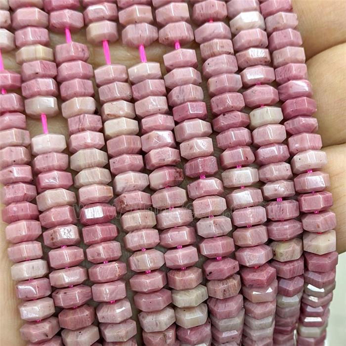 Natural Pink Wood Lace Jasper Hexagon Beads