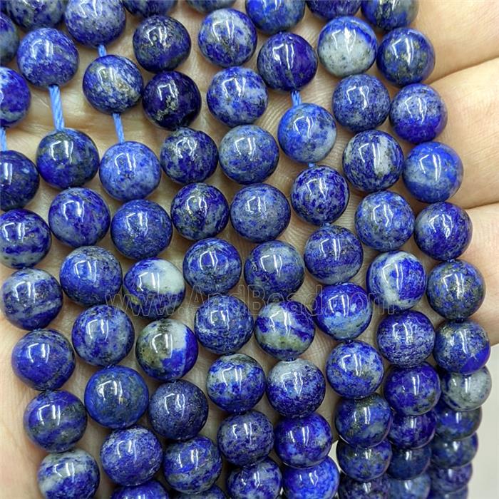 Natural Blue Lapis Lazuli Beads Smooth Round