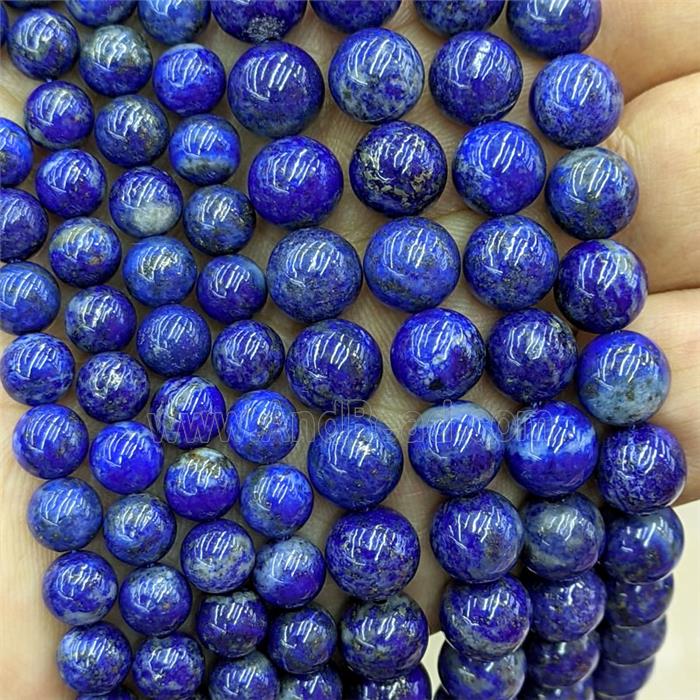Natural Blue Lapis Lazuli Beads A-Grade Smooth Round