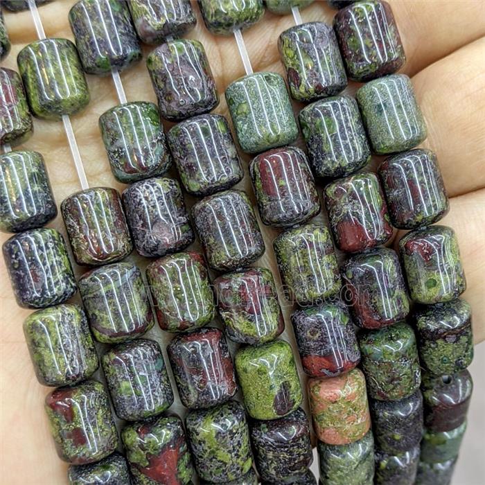 Natural Dragon Bloodstone Tube Beads