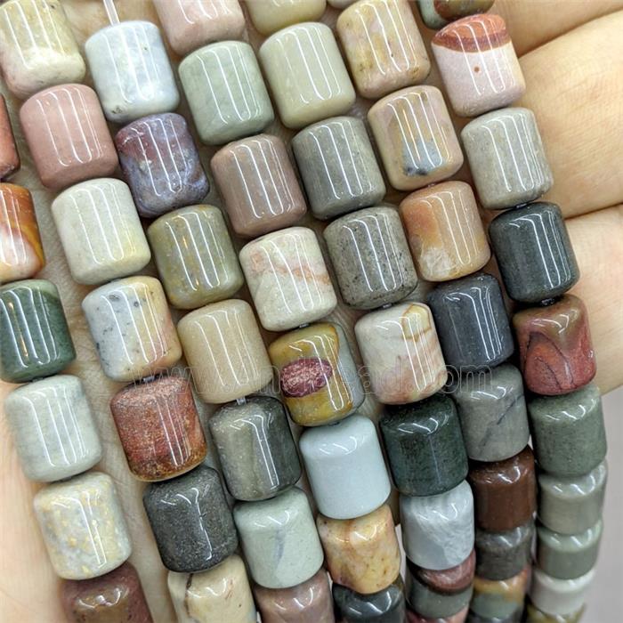 American Picture Jasper Tube Beads Multicolor
