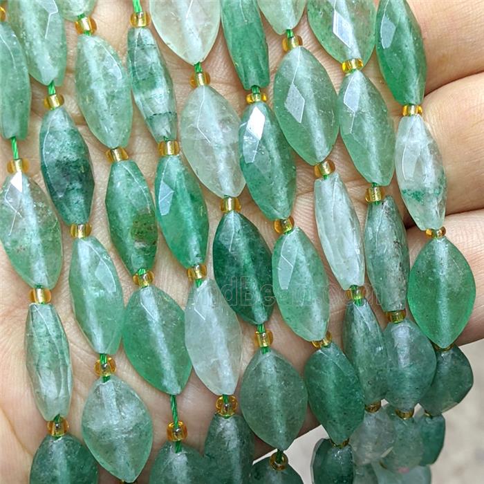 Natural Green Strawberry Quartz Horseeye Beads Faceted