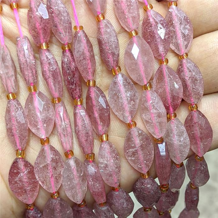 Natural Strawberry Quartz Horseeye Beads Faceted
