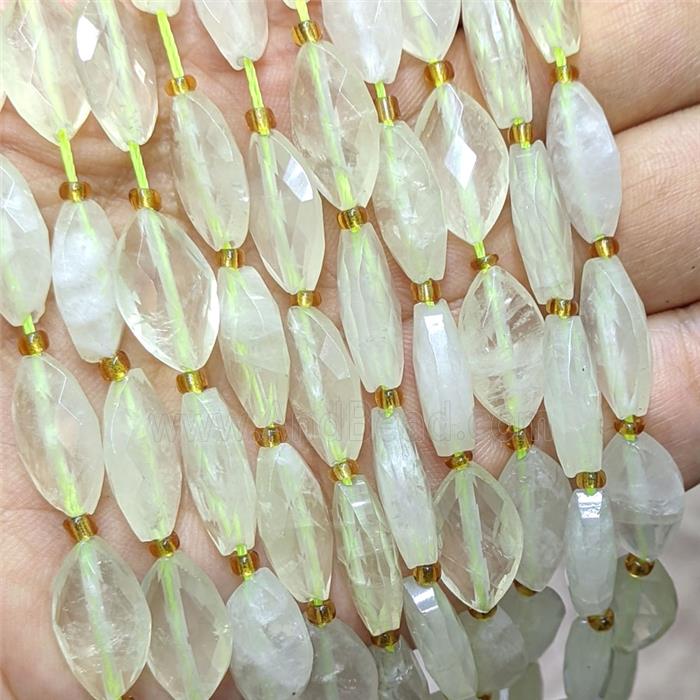 Natural Lemon Quartz Horseeye Beads Faceted