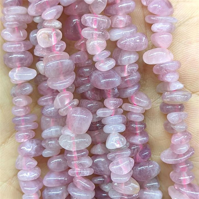 Natural Pink Madagascar Rose Quartz Chips Beads Freeform