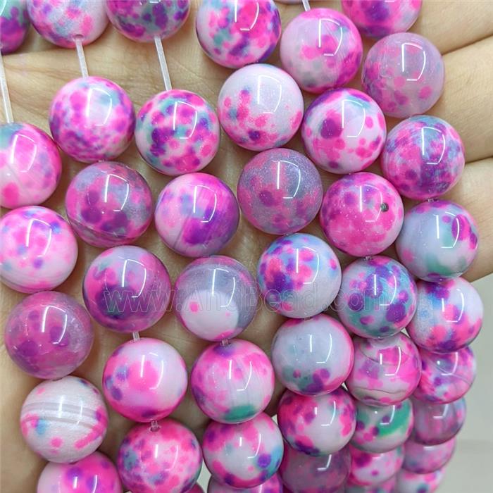 Natural Agate Beads Pink Dye Smooth Round