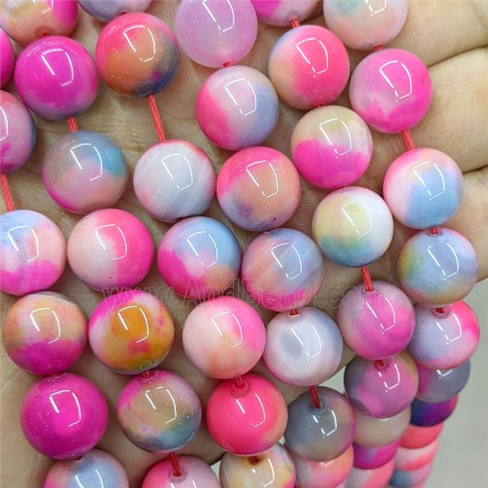 Natural Agate Beads Pink Dye Smooth Round