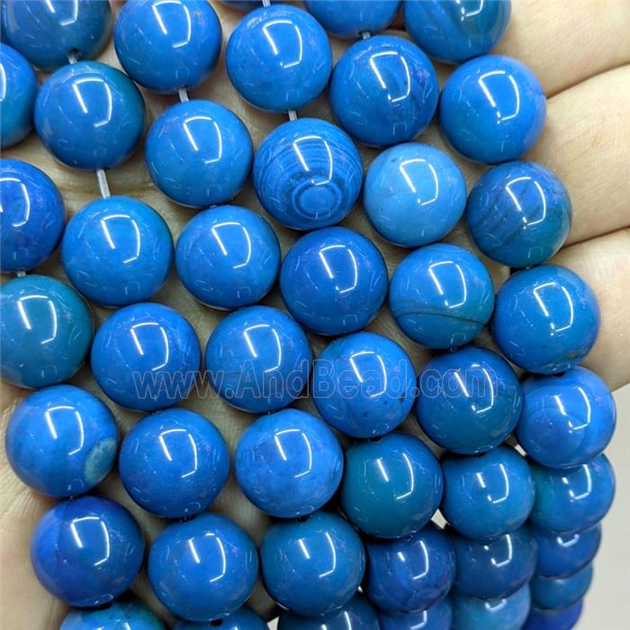 Natural Agate Beads Blue Dye Smooth Round