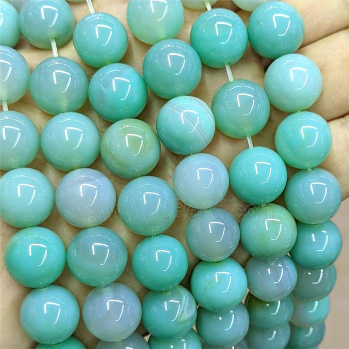 Natural Agate Beads Green Dye Smooth Round