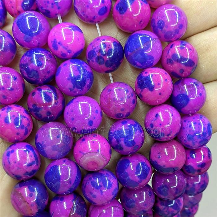 Natural Agate Beads Hotpink Dye Smooth Round