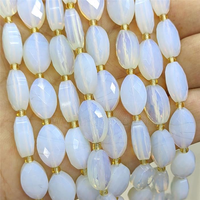 White Opalite Horse-Eye Beads Faceted