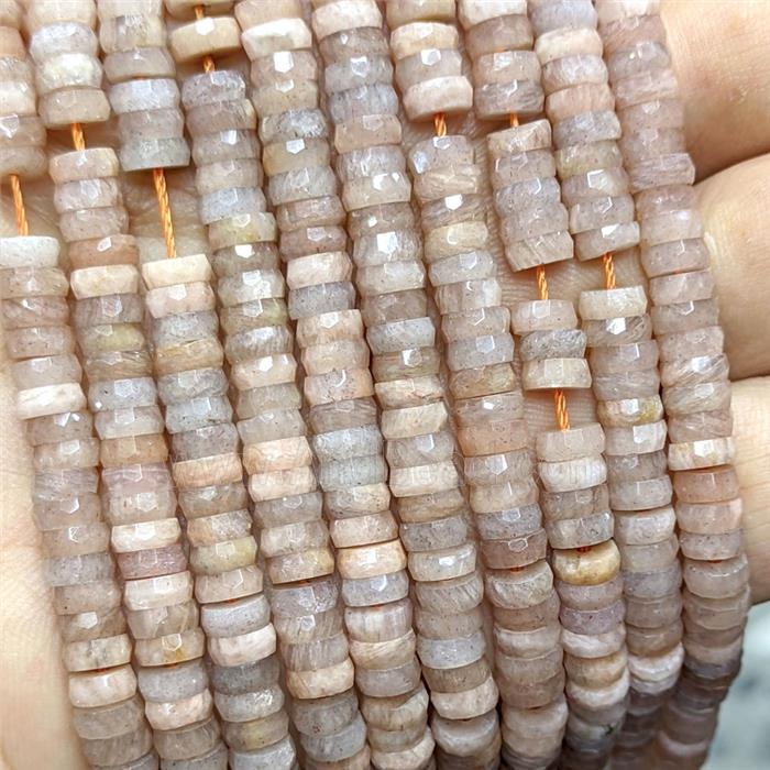 Natural Sunstone Heishi Beads Faceted