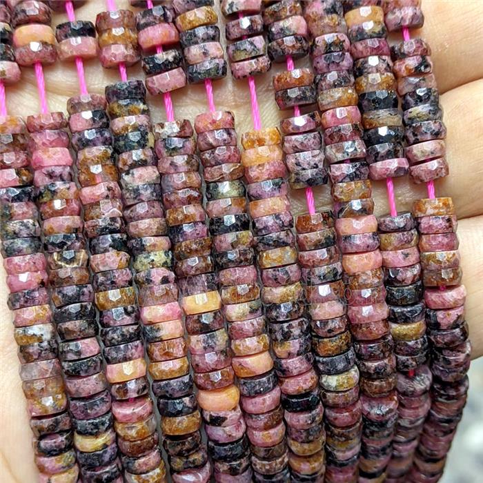 Natural Red Rhodonite Heishi Beads Faceted