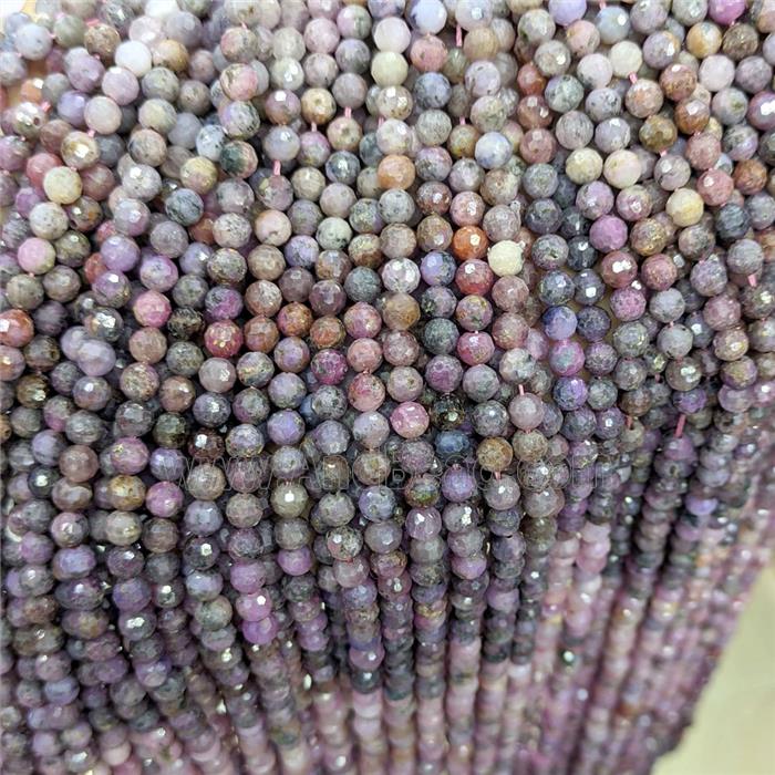 Natural Ruby Beads Multicolor Faceted Round