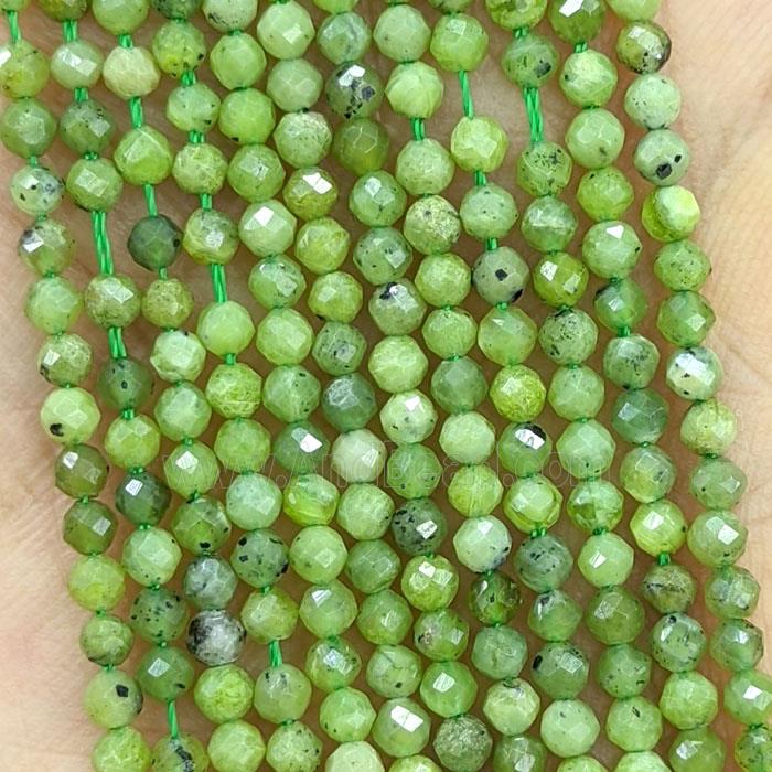 Natural Green Canadian Chrysoprase Beads Faceted Round