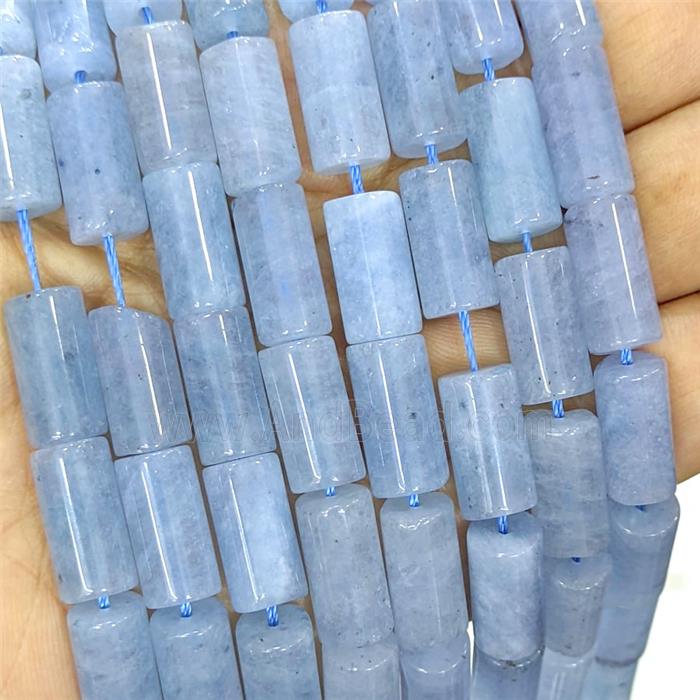 Blue Sponge Jade Tube Beads Dye