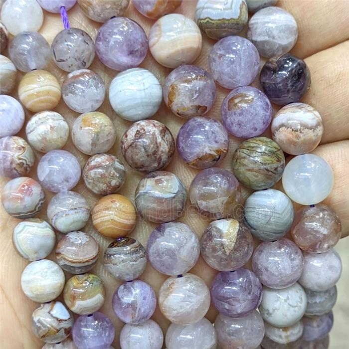 Natural Auralite Agate Round Beads Amethyst Smooth
