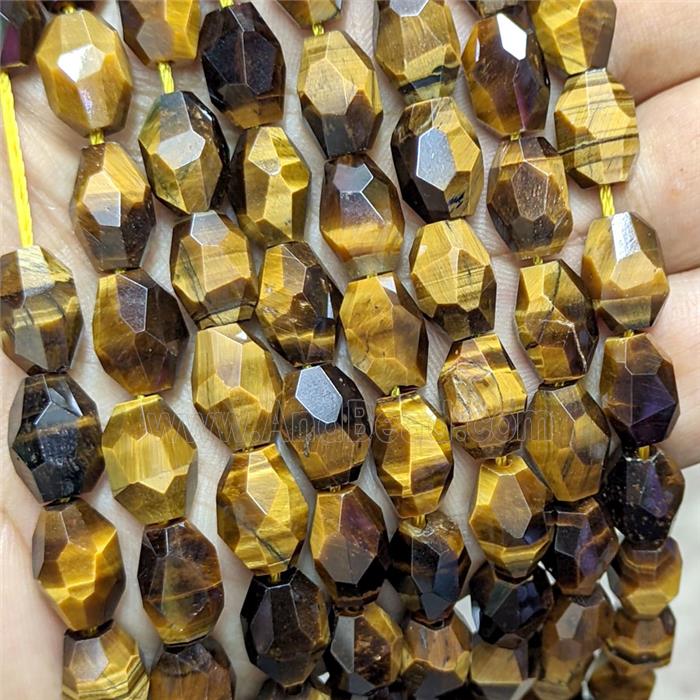 Natural Tiger eye Stone Barrel Beads Faceted