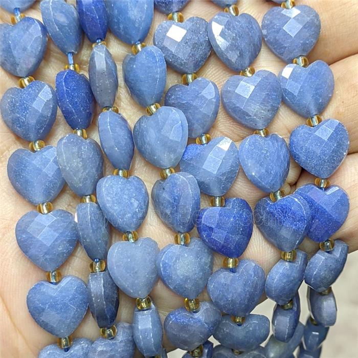 Natural Blue Aventurine Heart Beads Faceted