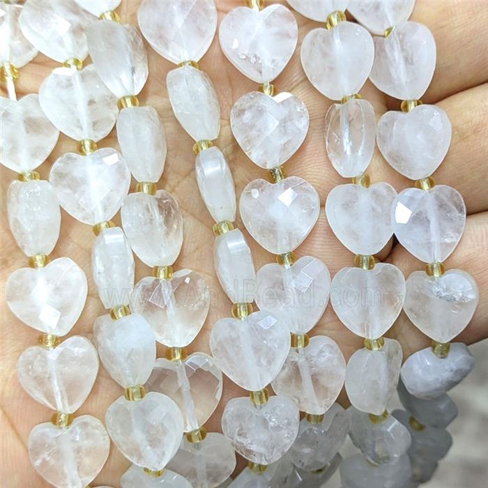 Natural Clear Quartz Heart Beads Faceted