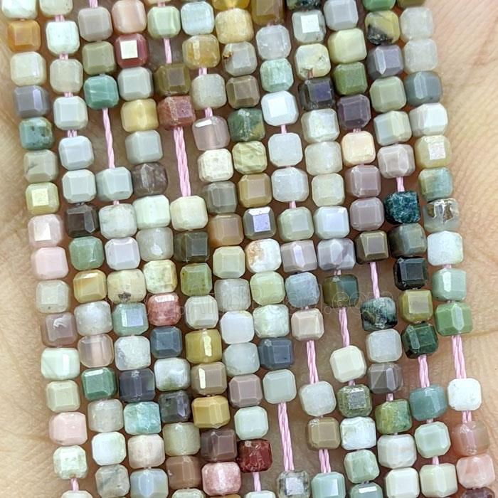 Natural Chinese Alxa Agate Cube Beads Alashan Multicolor