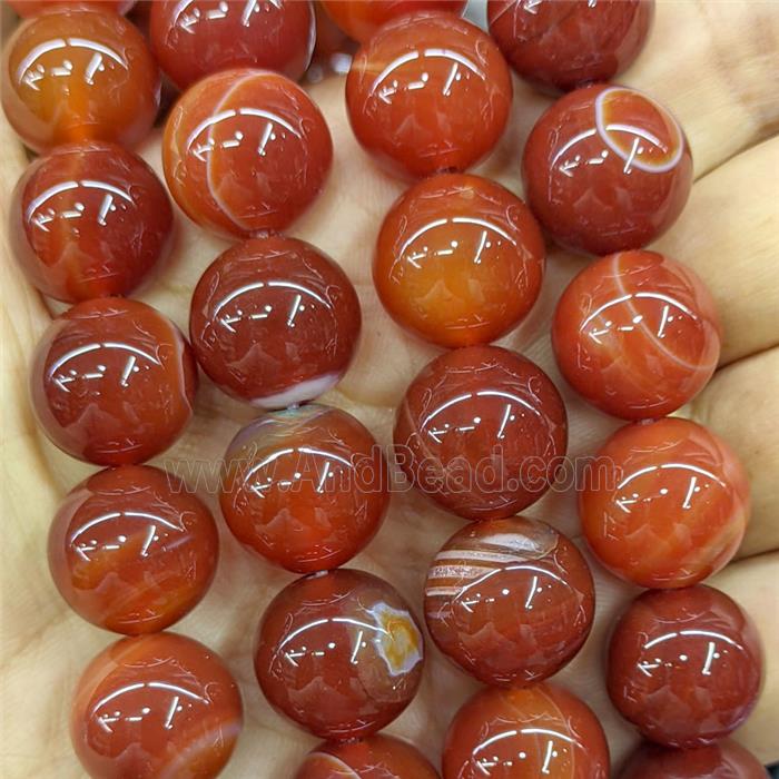 Natural Agate Beads Red Dye Smooth Round