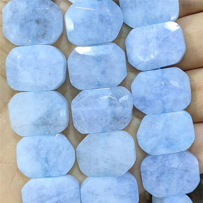 Blue Dye Jade Beads Faceted Rectangle