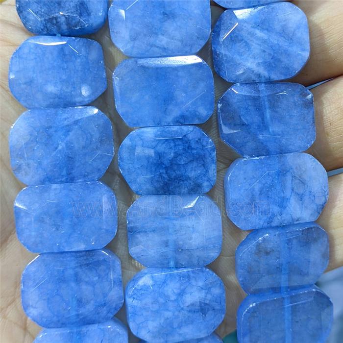 Blue Dye Jade Beads Faceted Rectangle