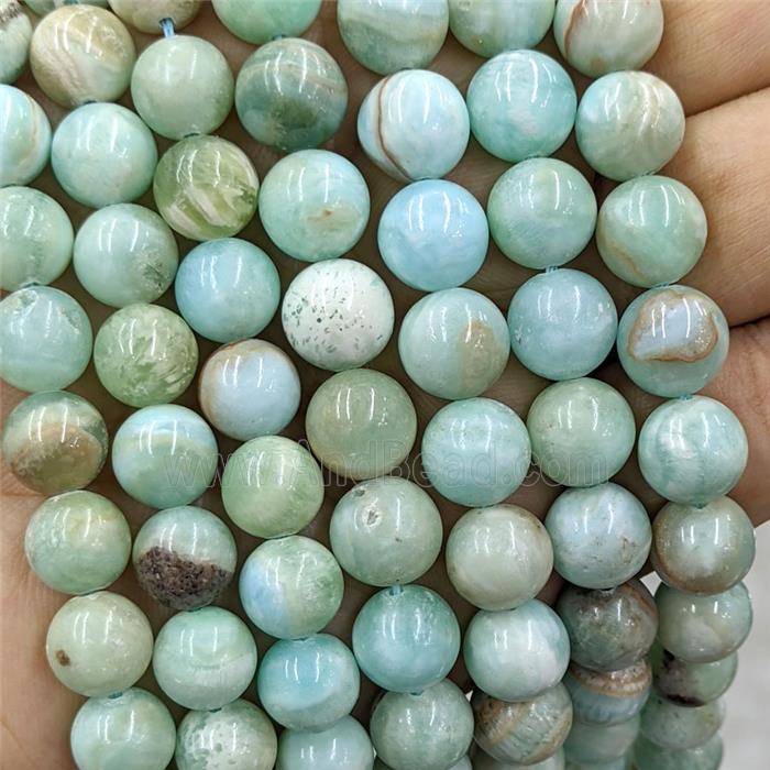 Natural Blue Hemimorphite Beads Smooth Round
