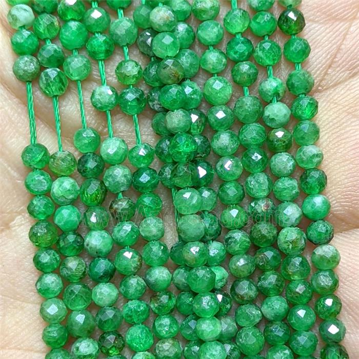 Natural Tsavorite Garnet Beads Green Tiny Faceted Round