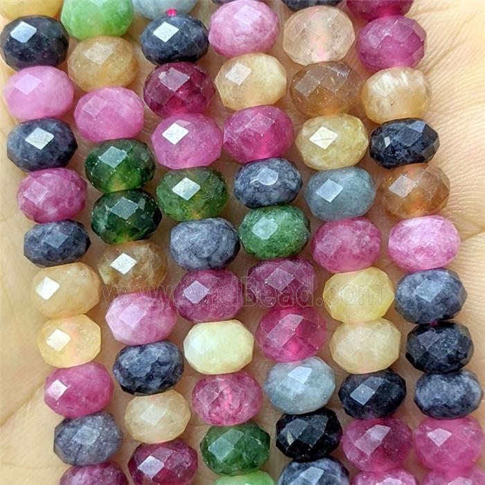 Jade Beads Faceted Rondelle Dye Multicolor