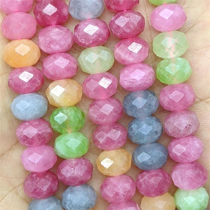 Jade Beads Faceted Rondelle Dye Multicolor