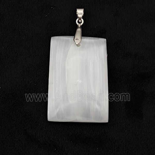 Natural White Selenite Rectangle Pendant