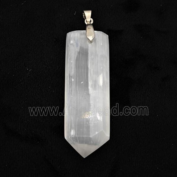 Natural White Selenite Prism Pendant