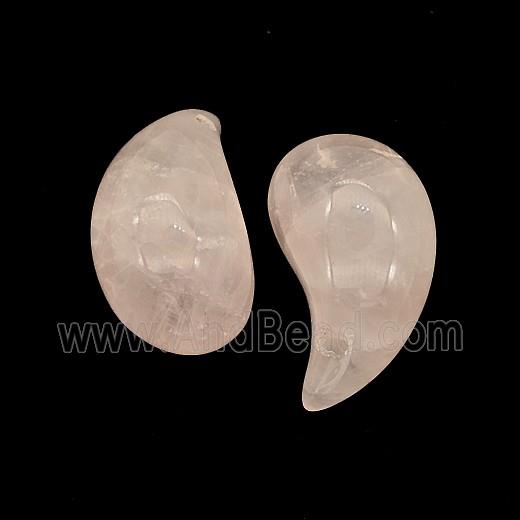 Natural Pink Rose Quartz Comma Pendant