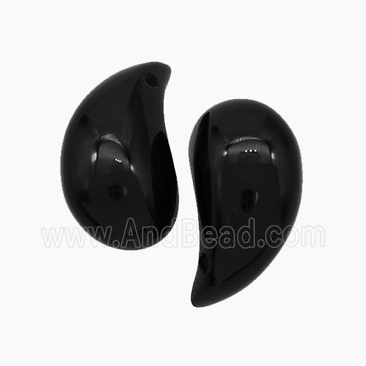 Natural Black Obsidian Comma Pendant