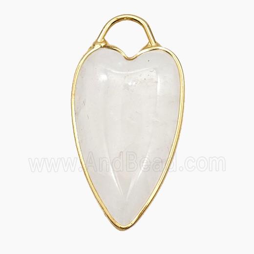Natural Clear Crystal Quartz Heart Pendant Gold Plated