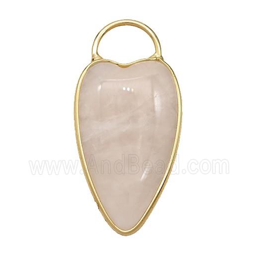 Natural Pink Rose Quartz Heart Pendant Gold Plated