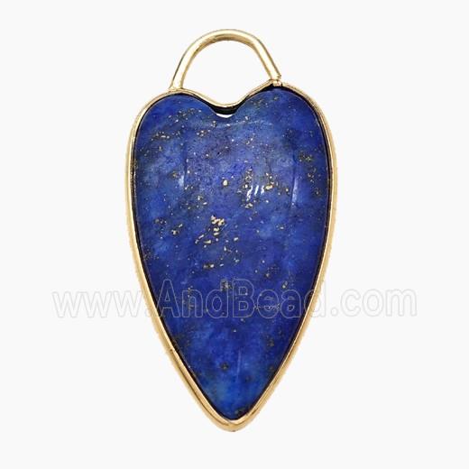 Natural Blue Lapis Lazuli Heart Pendant Gold Plated