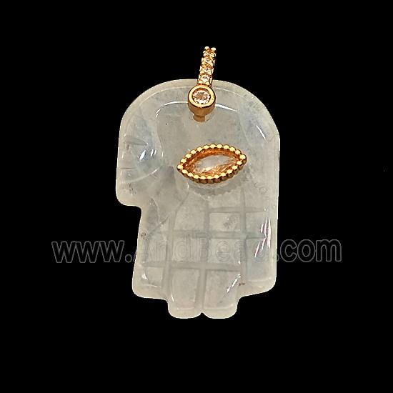 Natural Clear Quartz Buddha-Hand Pendant