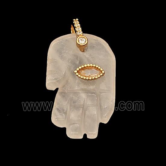 Natural Pink Rose Quartz Buddha-Hand Pendant
