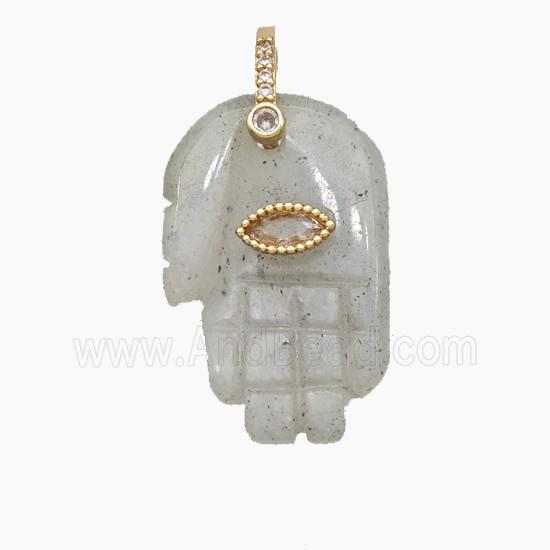 Natural Labradorite Buddha-Hand Pendant